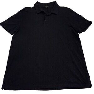 Vince Polo Shirt Mens Large Black Short Sleeve Cotton Made in USA Minimalist
